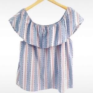 RD & Koko Multicolor Striped Off The Shoulder Ruffled Top, Size XL* (See Below)